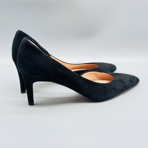 J Crew Shoes Womens 7 Black Suede d'Orsay Pumps Court Made in Italy Heels - Picture 8 of 11